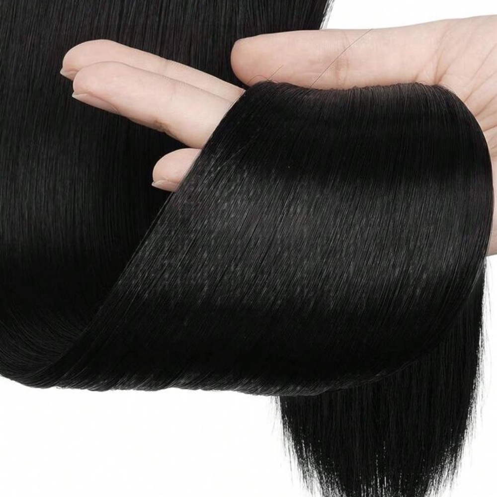 22 Inches Black Long Synthetic Wrapped Ponytail Extension - Picture 3 of 6